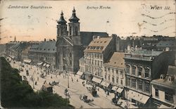 Landstrasse Hauptstrasse. Rochus-Kirche. Wien Postcard