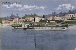 Schloss Pillnitz and Ship on Elbe River Postcard