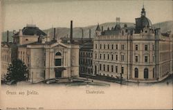 Gruss aus Bielitz. Theaterplatz. Bielitz (Bielsko-Biala), Poland Eastern Europe Postcard Postcard Postcard