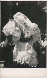 Back View of a Woman's Traditional Czech Costume Postcard