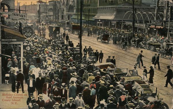 Holiday Crowd on Surf Avenue Coney Island New York