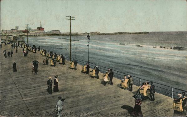 Rolling Chair Parade Young's Ocean Pier in the distance Atlantic City New Jersey