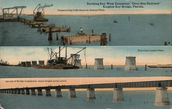 Building Key West Extension Over Sea Railroad Knights Key Bridge Marathon Florida