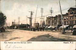 Main Avenue and Erie Railroad Station Postcard