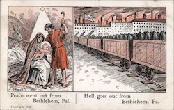 Peace went out from Bethlehem, Pal.; Hell goes out from Bethlehem, Pa. Pennsylvania Postcard Postcard Postcard