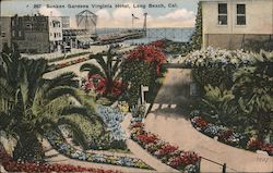 Sunken Gardens Virginia Hotel Long Beach, CA Postcard Postcard Postcard