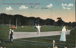 Playing Tennis, Franklin Park Boston, MA Postcard Postcard Postcard