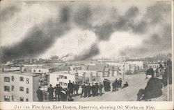 Chelsea Fire from East Boston, Reservoir, showing Oil Works Fire Massachusetts Postcard Postcard Postcard