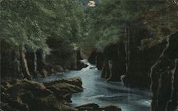 Rushing River at Moonlight Postcard