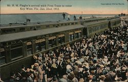 Mr. H. M. Flagler's Arrival and First Train to Center Key West, FL Harris Postcard Postcard Postcard
