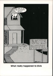 What Really Happened to Elvis - Bates Motel, The Far Side Gary Larson Postcard Postcard Postcard