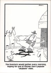 The Far Side: The Livestock Would Gather Every Morning Postcard