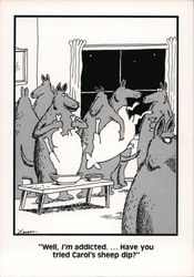 The Far Side: Well, I'm Addicted, Carol's Sheep Dip Gary Larson Postcard Postcard Postcard