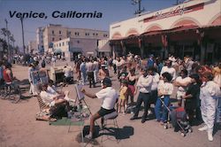 Sidewalk Artist Gil Borgos Does Figure Drawings On Venice California's Ocean Front Walk. Postcard Postcard Postcard