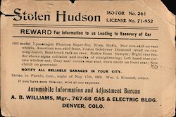 Stolen Hudson - Reward! Denver, CO Postcard Postcard 