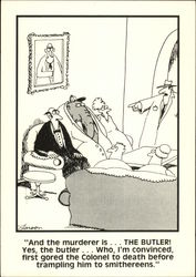 Elephant: "And the murderer is ... THE BUTLER!" Gary Larson Postcard Postcard Postcard