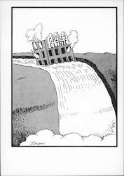 Crisis Clinic Going Over Waterfall Gary Larson Postcard Postcard Postcard