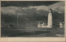 Approaching storm and lighthouse Postcard