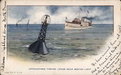 Ship approaching Thieves ledge near Boston light Postcard