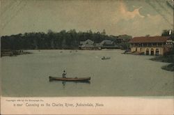 Canoeing on the Charles River Auburndale, MA Postcard Postcard Postcard