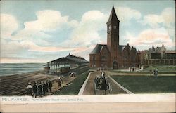 North Western Depot from Juneau Park Postcard