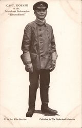 Captain Koenig of the Merchant Submarine "Deutschland" Postcard