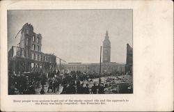 People anxious to get out of city after fire Postcard