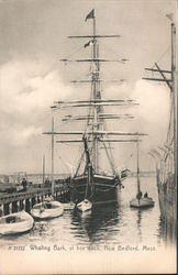 Whaling ship at dock New Bedford, MA Postcard Postcard Postcard