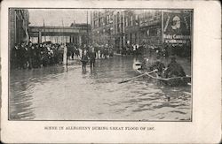 Allegheny flooded street 1907 Postcard