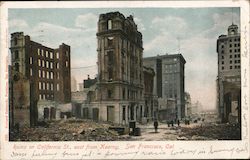 Ruins on California St east from Kearny Postcard