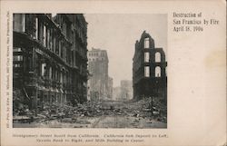 Destruction by Fire April 18, 1906 - Montgomery Street South from California Postcard