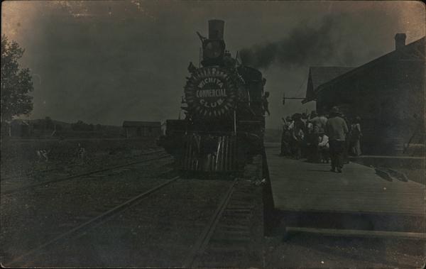 Wichita Commercial Club steam locomotive at station Kansas