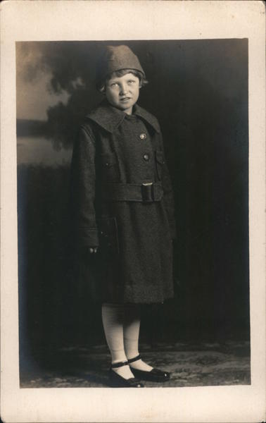 Little Girl Wearing Overcoat Children