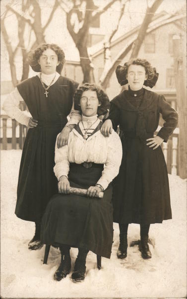 3 Women in Snow, Possibly Painter Harriet Blackstone