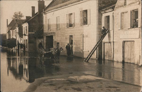 Flooded Streets with Horse-drawn Carriage France