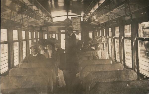 Group on Train or Trolley, 1910 Trolleys & Streetcars