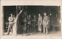 Five Workmen, Machine Shop Postcard