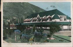 Canadian Pacific Railway Depot, Tinted Photo Postcard