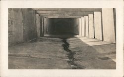 Black and White Photo Empty Cement Garage Eerie Postcard
