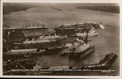 Southampton Docks Showing Largest Lingers in the World Postcard