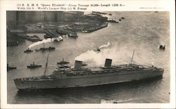 R.M.S. "Queen Elizabeth" World Largest Ship Postcard