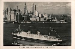 S/S New Amsterdam Steaming Up the Hudson Postcard