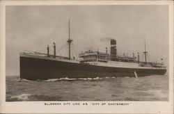 Ellerman City Line S.S. "City of Canterbury" Boats, Ships Postcard Postcard Postcard