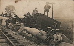 Train Wreck - Overturned Missouri Pacific Boxcar Postcard