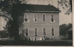 Children in Front of Grammar School Postcard