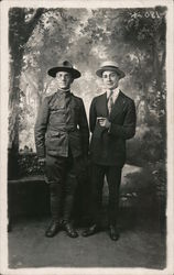 Soldier & Brother or Friend Postcard
