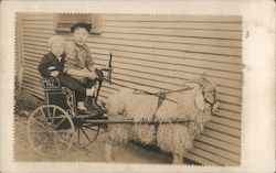 Boys in a Made In U.S.A. Goat Cart Postcard