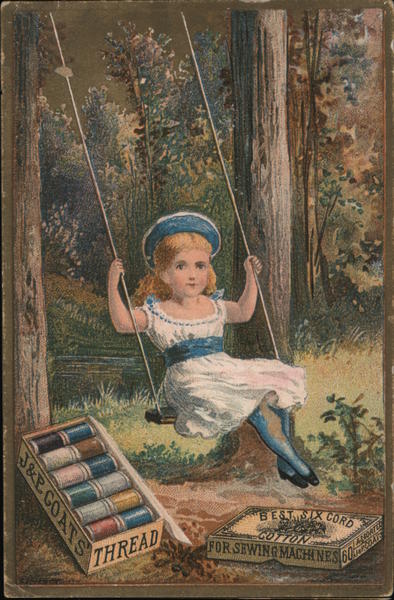 J&P Coats Thread, Girl on a Swing Sewing