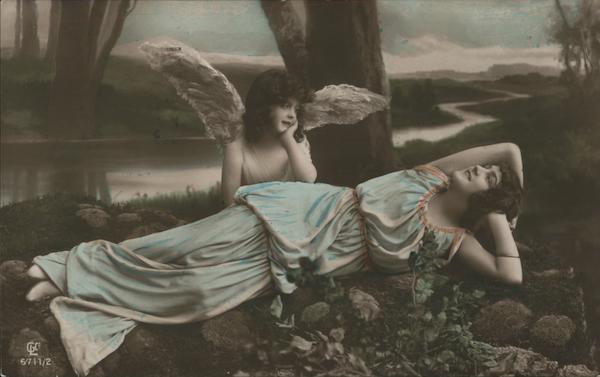 Angel watching over a lady Angels