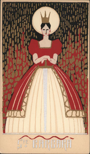 Serigraph Barcara, Woman with Red Dress and Sword Women